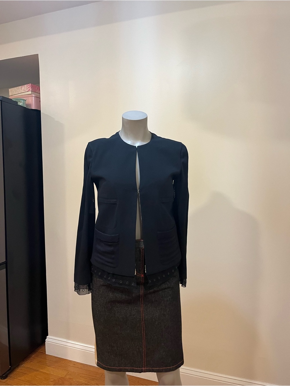 Vintage Prada Runway Silk Jacket Eyelet Trim - Picture 3 of 15